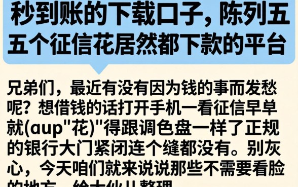 秒到账的下载口子，陈列五个征信花居然都下款的平台