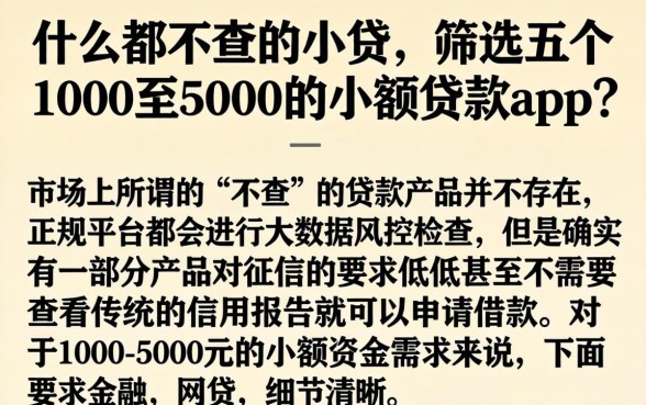 什么都不查的小贷，筛选五个1000至5000的小额贷款app