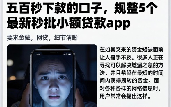 五百秒下款的口子，规整5个最新秒批小额贷款app