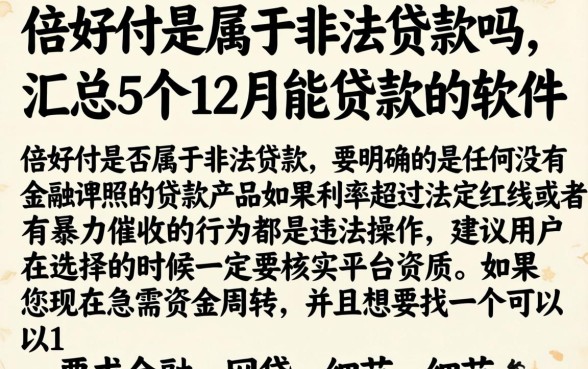 倍好付是属于非法贷款吗，汇总5个12月能贷款的软件