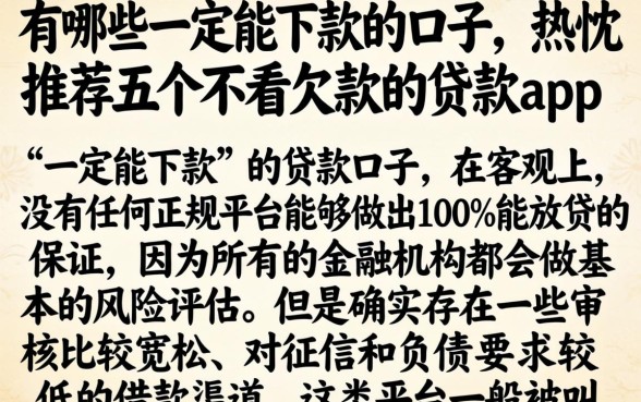 有哪些一定能下款的口子，热忱推荐五个不看欠款的贷款app
