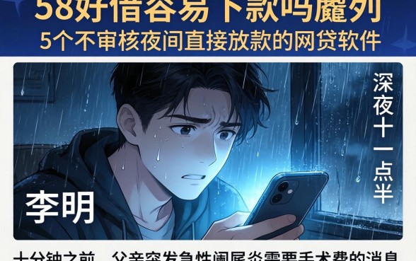 58好借容易下款吗，胪列5个不审核夜间直接放款的网贷软件