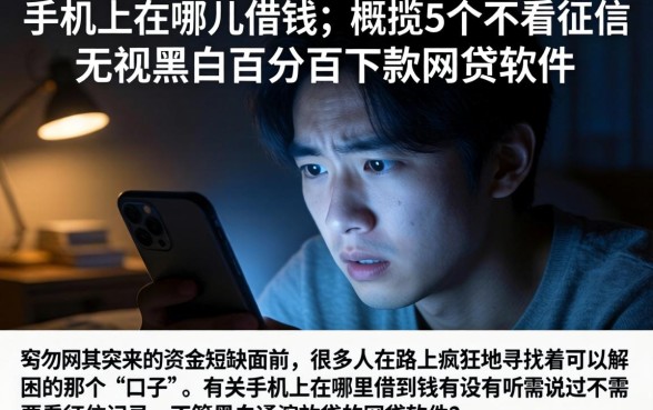 手机上在哪儿借钱，概览5个不看征信无视黑白百分百下款网贷软件