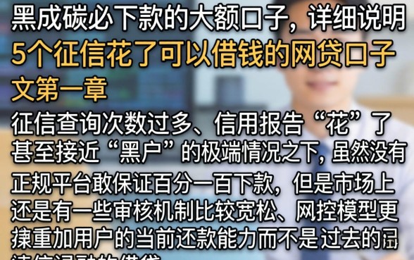 黑成碳必下款的大额口子，详尽说明5个征信花了可以借钱的网贷口子