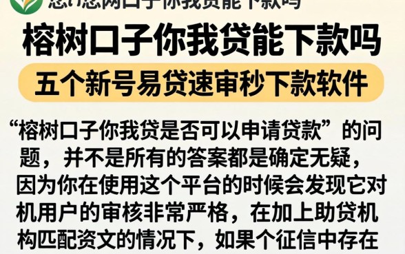 榕树口子你我贷能下款吗，概括五个新号易贷速审秒下款软件