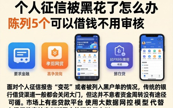 个人征信被黑花了怎么办，陈列5个可以借钱不用审核的软件