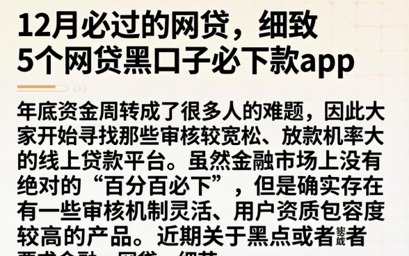 12月必过的网贷,细致阐述5个网贷黑口子必下款app
