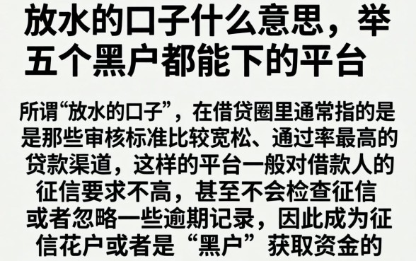 放水的口子什么意思，枚举五个黑户都能下的平台