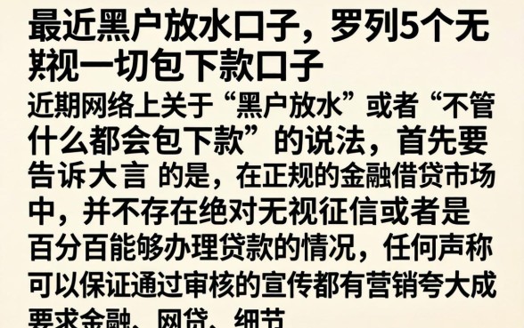 最近黑户放水口子，罗列5个无视一切包下款口子