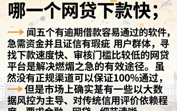 哪一个网贷下款快，详细阐述五个有逾期借款容易通过的软件