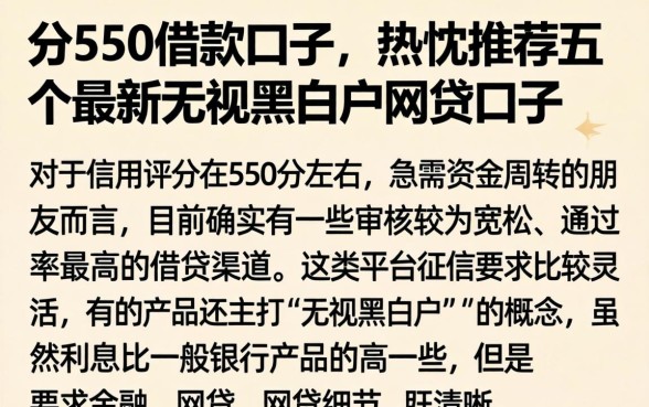 分550借款口子，热忱推荐五个最新无视黑白户网贷口子