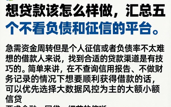 想贷款该怎么样做,汇总五个不看负债和征信的平台