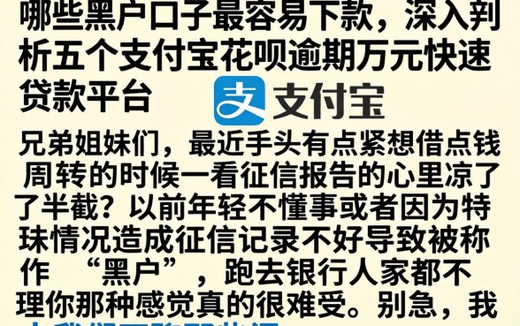 哪些黑户口子最容易下款,深入剖析五个支付宝花呗逾期万元快速贷款平台