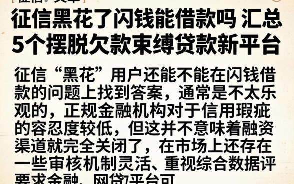 征信黑花了闪钱能借款吗,汇总5个摆脱欠款束缚贷款新平台
