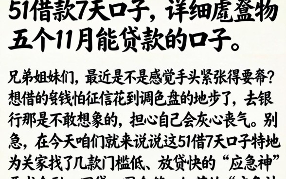 51借款7天口子,详细阐述五个11月能贷款的口子