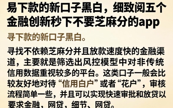易下款的新口子黑户,细致阐述五个金融创新秒下不要芝麻分的app