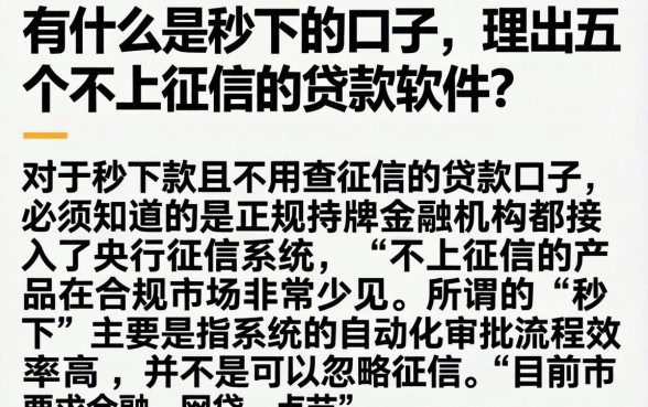 有什么是秒下的口子，理出五个不上征信的贷款软件
