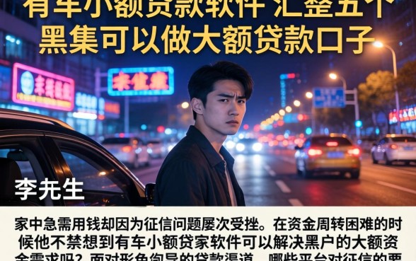 有车小额贷款软件，汇整五个黑户可以做大额贷款口子