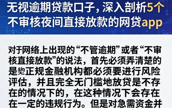 无视逾期贷款口子，深入剖析5个不审核夜间直接放款的网贷app