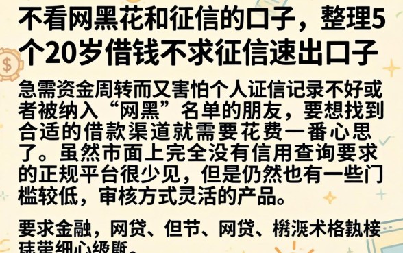 不看网黑花和征信的口子,整理5个20岁借钱不求征信速借口子