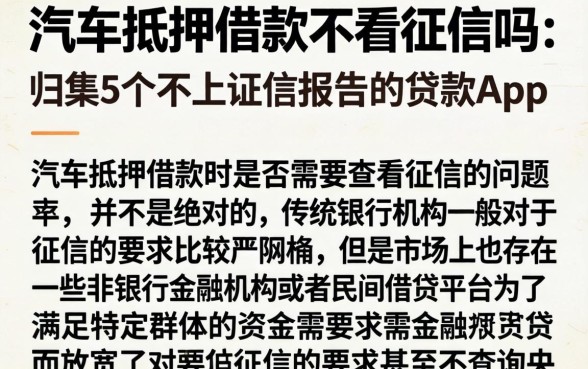 汽车抵押借款不看征信吗，归集5个不上征信报告的贷款app
