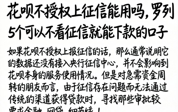花呗不授权上征信能用吗，罗列5个可以不看征信就能下款的口子