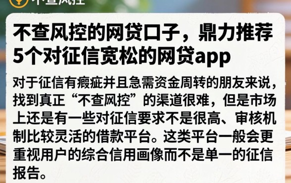 不查风控的网贷口子，鼎力推荐5个对征信宽松的网贷app