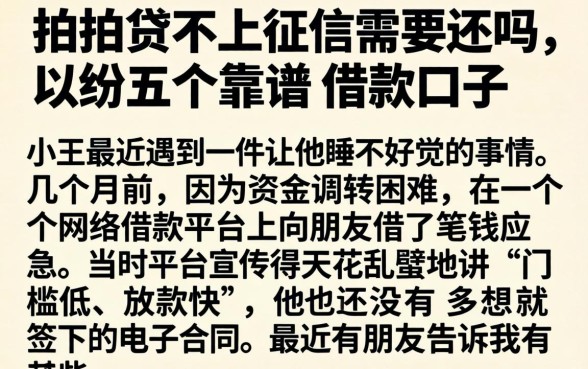 拍拍贷不上征信需要还吗，归纳五个靠谱的借款口子