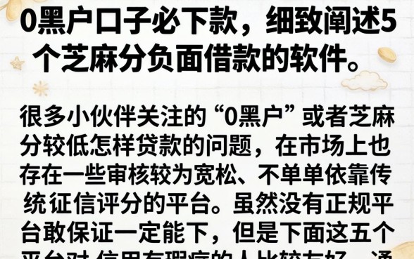 0黑户口子必下款，细致阐述5个芝麻分负面借款的软件