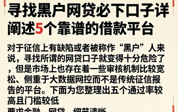 在寻找黑户网贷必下口子，详细阐述5个靠谱的借款平台