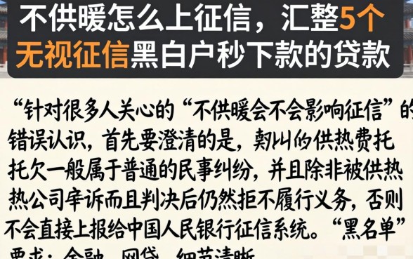 不供暖怎么上征信，汇整5个无视征信黑白户秒下款的贷款