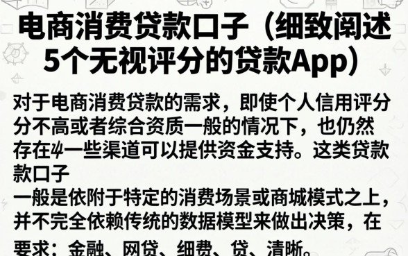 电商消费贷款口子，细致阐述5个无视评分的贷款app