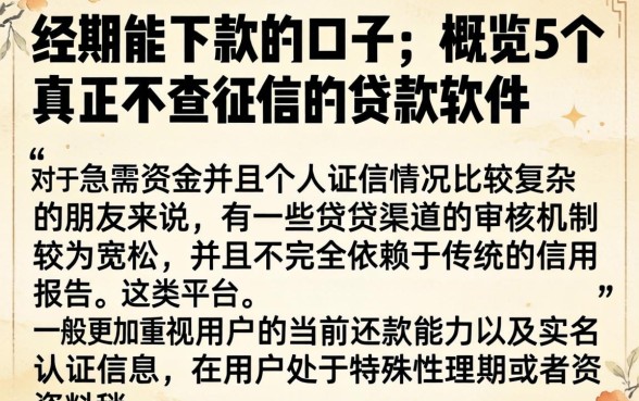经期能下款的口子，概览5个真正不查征信的贷款软件