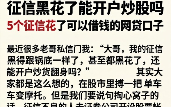 征信黑花了能开户炒股吗，详尽说明5个征信花了可以借钱的网贷口子