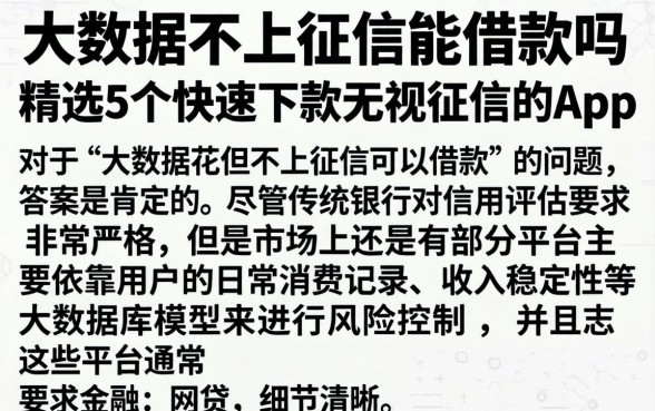 大数据不上征信能借款吗，精选5个快速下款无视征信的app