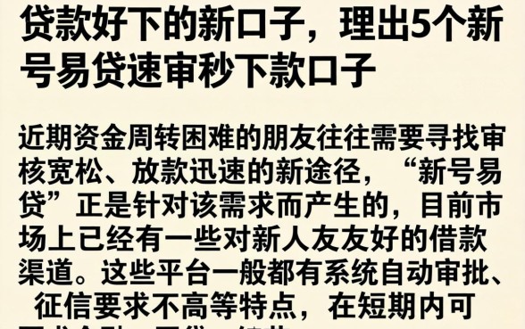 贷款好下的新口子，理出5个新号易贷速审秒下款口子