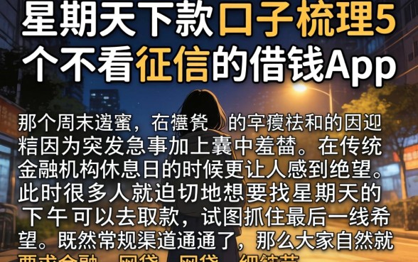 星期天下款的口子，梳理5个不看征信的借钱app