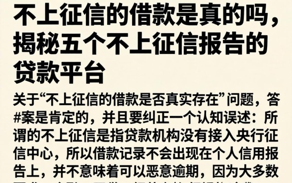 不上征信的借款是真的吗，揭秘五个不上征信报告的贷款平台