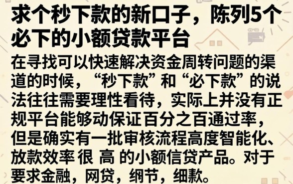 求个秒下款的新口子，陈列5个必下的小额贷款平台