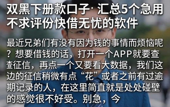双黑下册款的口子，汇总5个急用不求评分快借无忧的软件