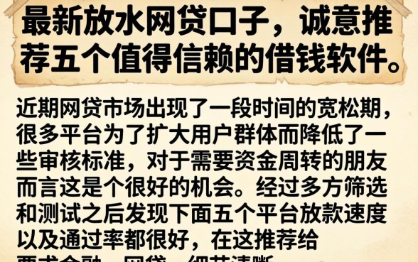 最新放水网贷口子，诚意推荐五个值得信赖的借钱软件