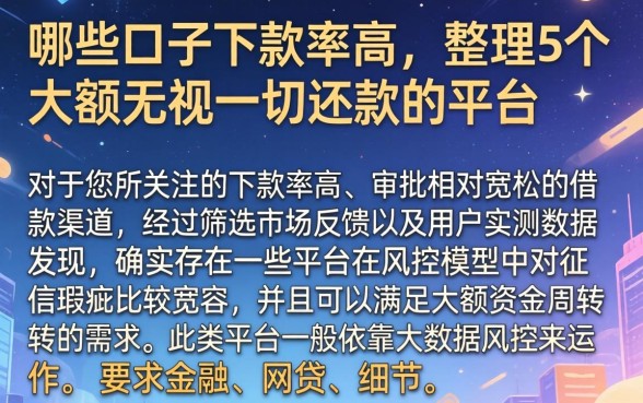 哪些口子下款率高，整理5个大额无视一切还款的平台
