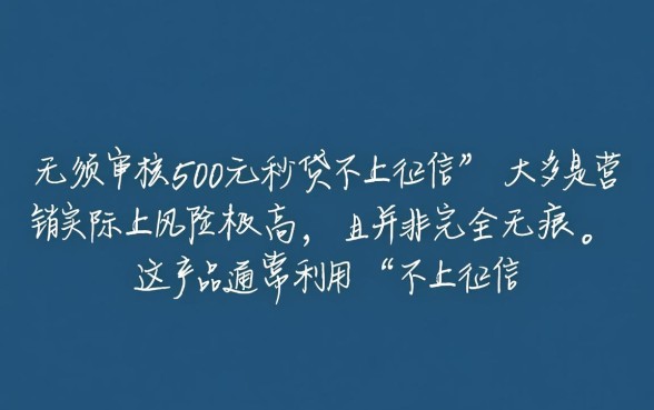 无须审核500元秒贷不上征信吗,这种小额贷款安全吗 无须审核500元秒贷不上征信吗