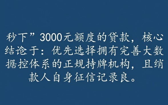 能秒下3000的贷款口子有哪些