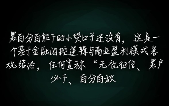 网黑百分百能下的小贷口子还没有