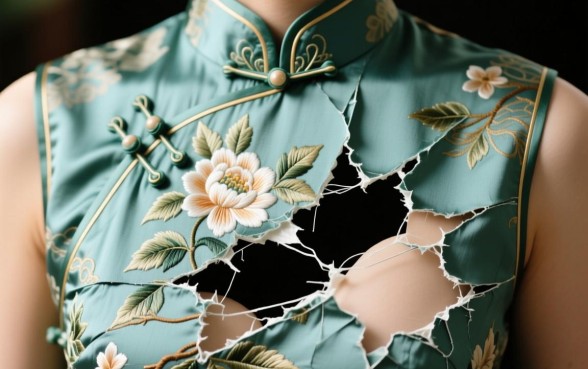 旗袍破大口子怎么补救下来的视频