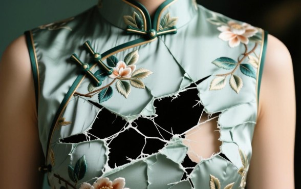 旗袍破大口子怎么补救下来的视频