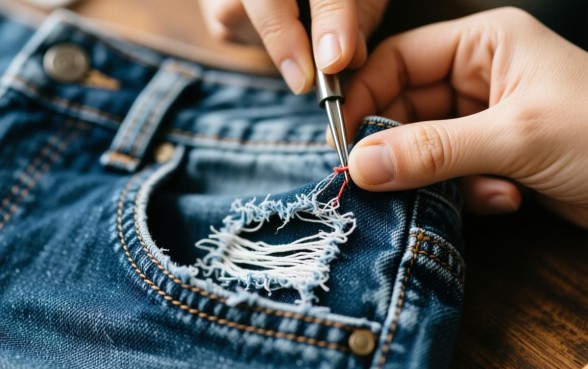 裤兜破洞怎么修补视频教程下载