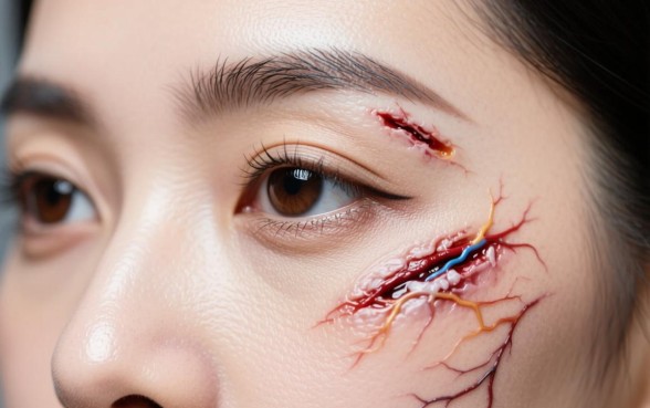 她用两个手指摸我眉毛下的口子干嘛