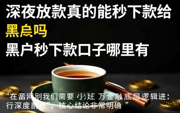 深夜放款真的能秒下款给黑户吗